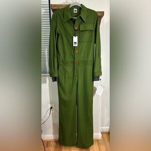 NWT M Missoni Fleeced Wool Blend Green Long Sleeve Jumpsuit IT 40 (US 4)